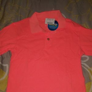 Childrens Place neon salmon polo shirt